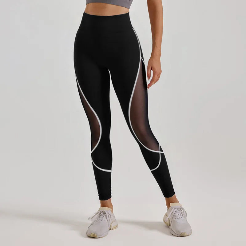 Damen Leggings aus Mesh mit hoher Taille