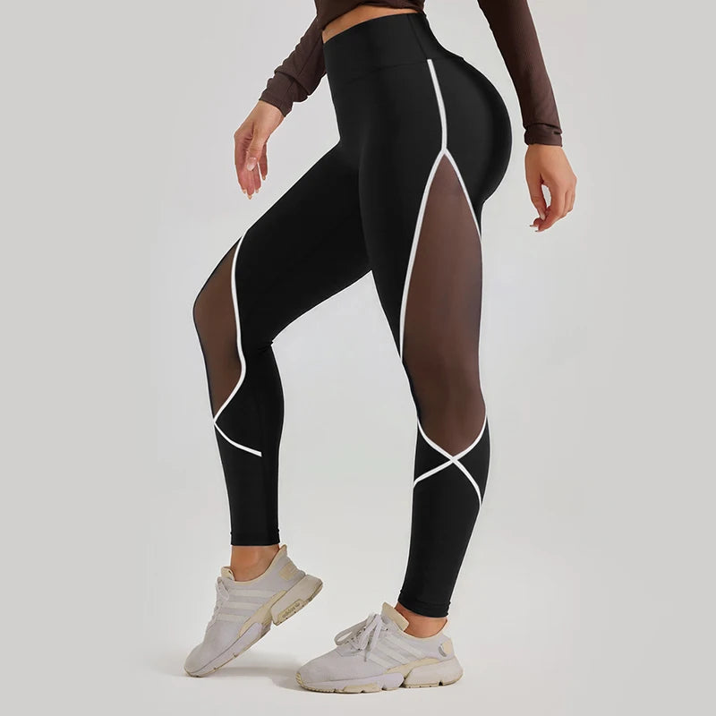 Damen Leggings aus Mesh mit hoher Taille