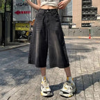 Damen Kurze Jeans mit weitem Bein