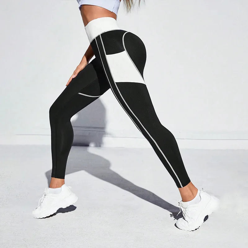 Damen Leggings mit hoher Taille und Tasche