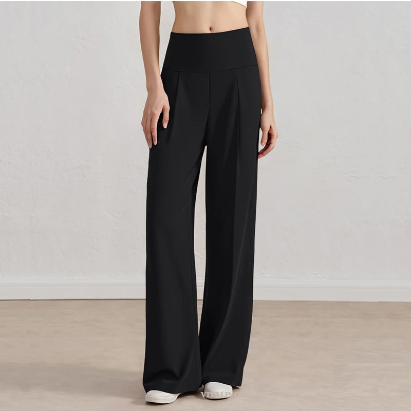 Damenhose mit weitem Bein und hoher Taille