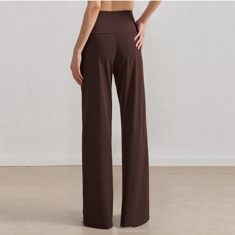 Damenhose mit weitem Bein und hoher Taille