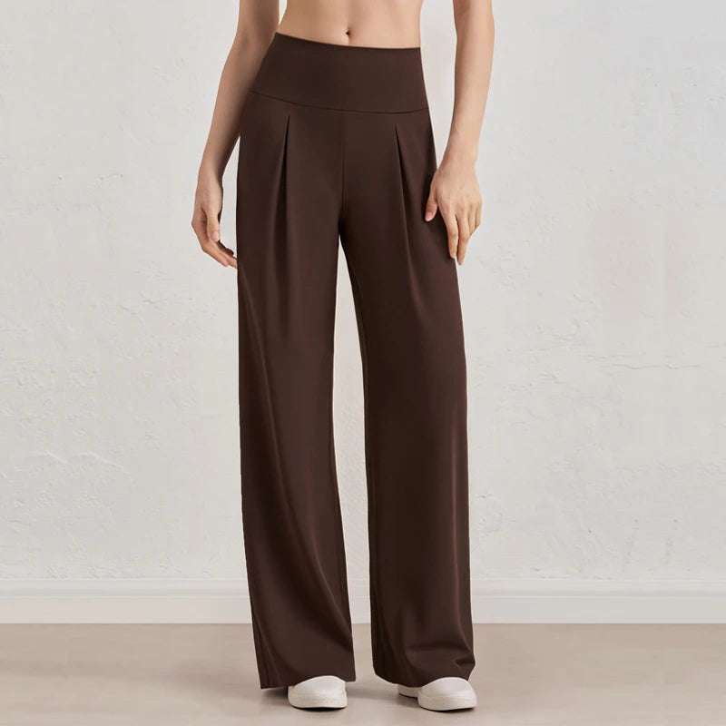 Damenhose mit weitem Bein und hoher Taille