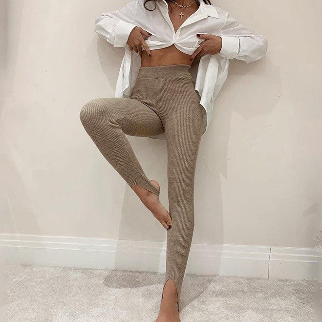 Gerippte Strickleggings für Damen