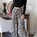 Leoparden Hohe Taille & Weit Geschnitten Damenhose