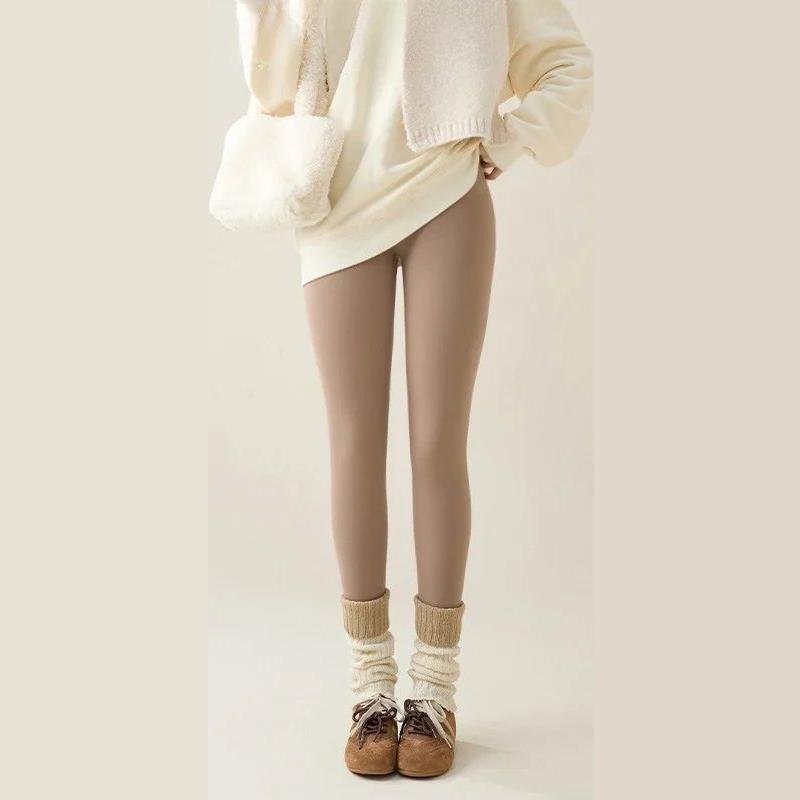 Warme, hautfarbene Leggings für Damen