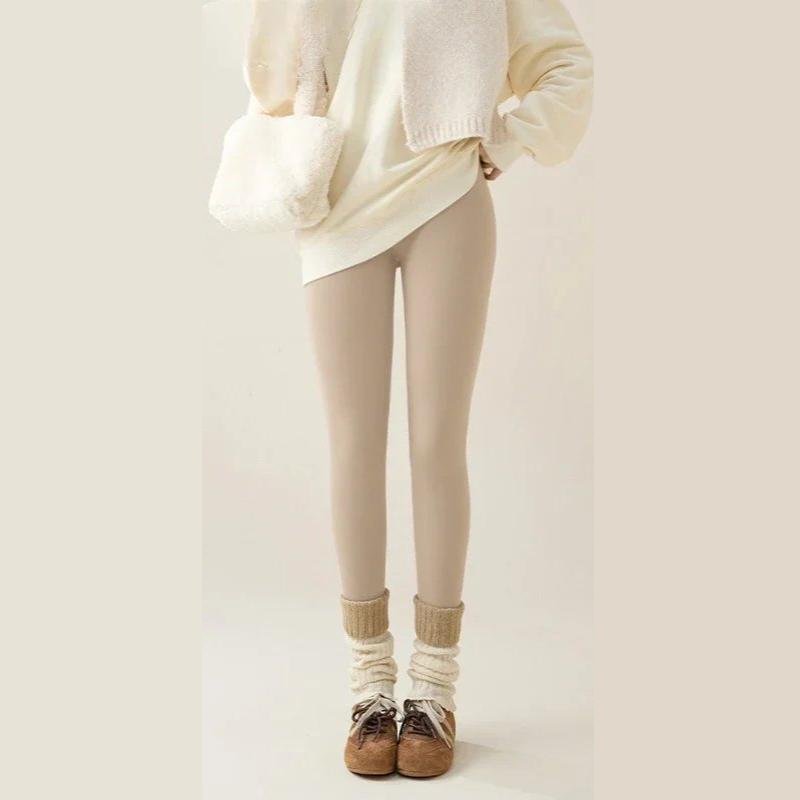 Warme, hautfarbene Leggings für Damen